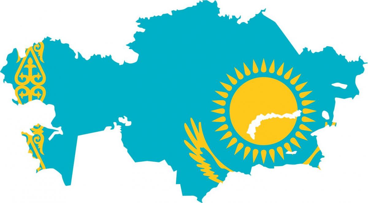 kort af Kasakstan fána