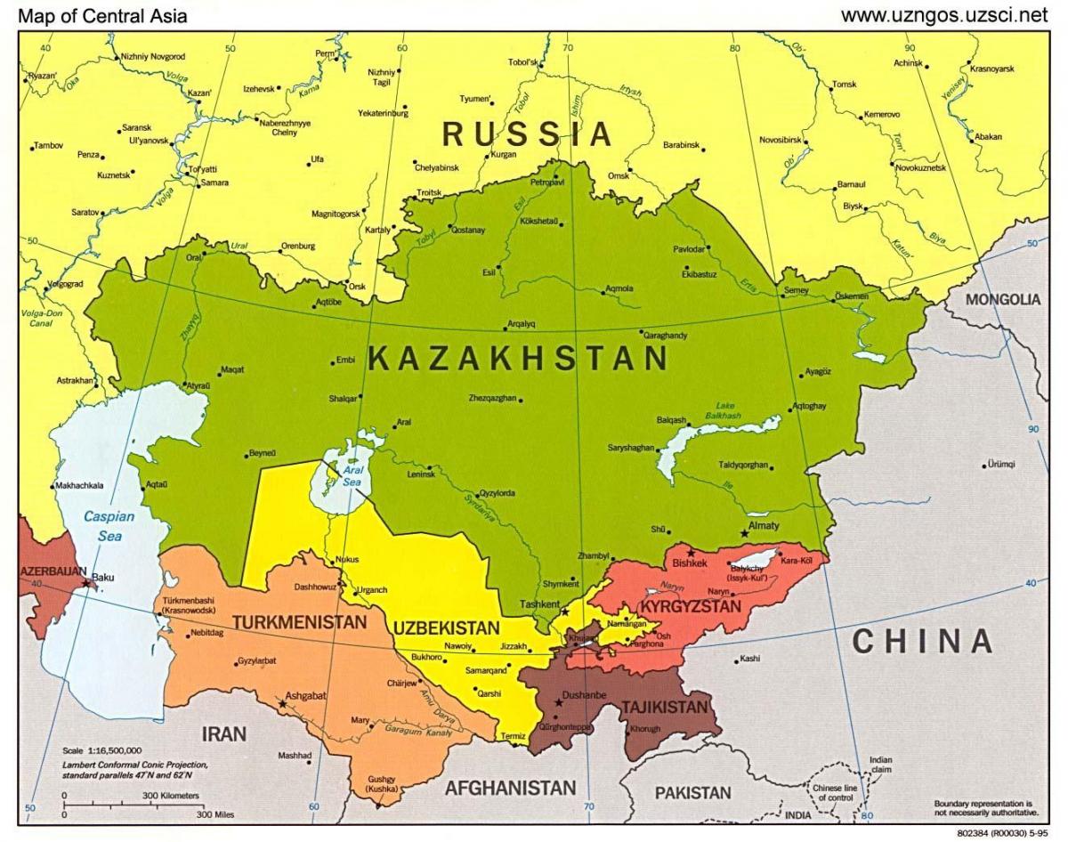 kort af Kasakstan kort asíu