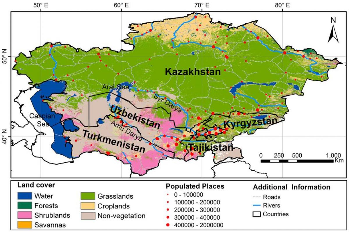 kort af Kasakstan loftslag