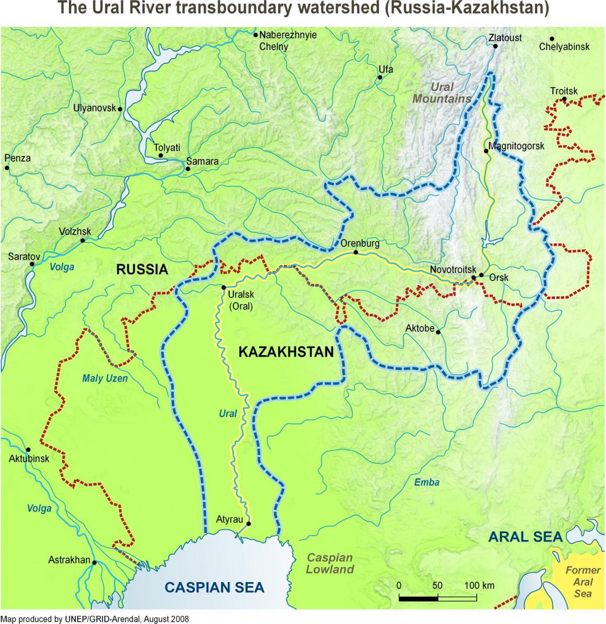 kort af Kasakstan river