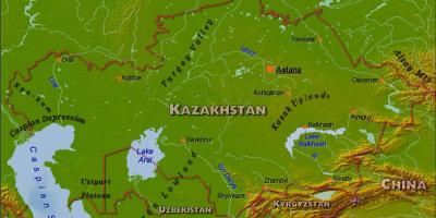 Kort af Kasakstan líkamlega