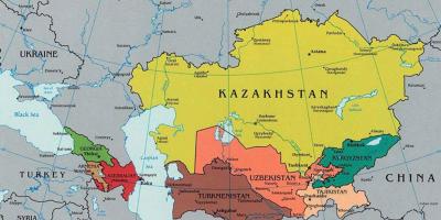 Kort Kasakstan nærliggjandi löndum